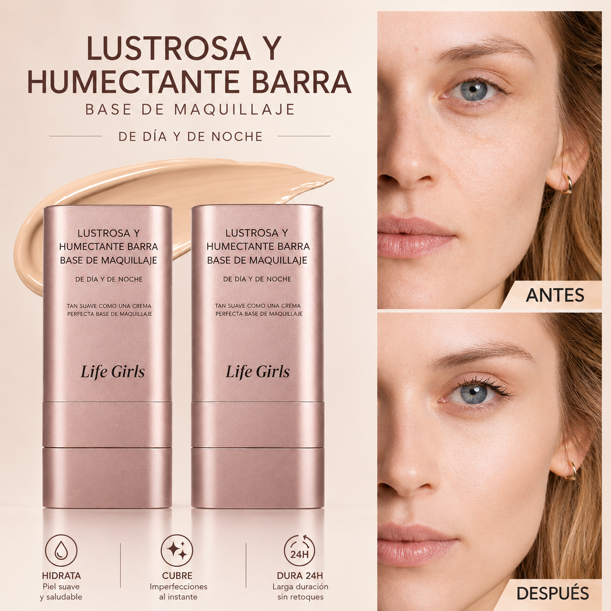 Base Correctora 2 en 1 - Hidratante y Cobertura Natural