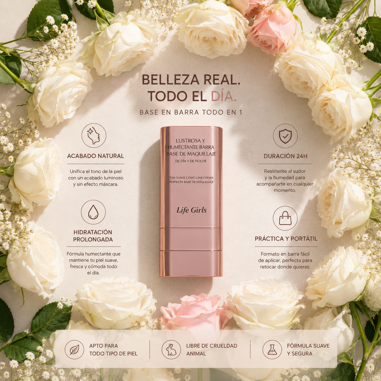 Base Correctora 2 en 1 - Hidratante y Cobertura Natural