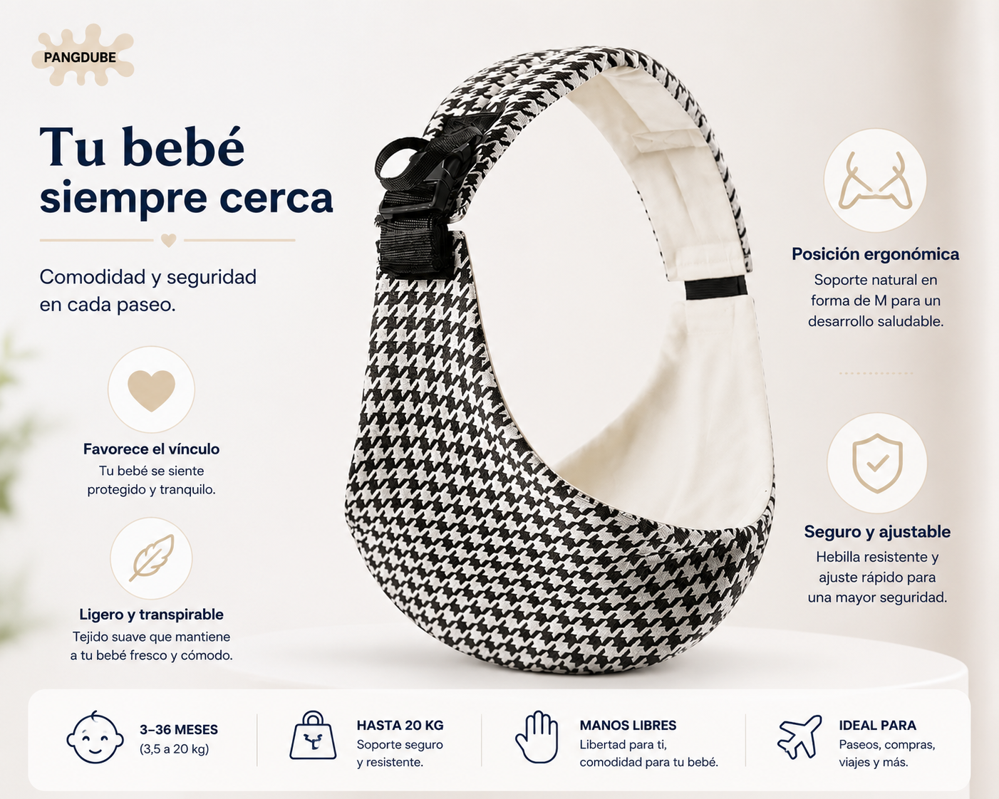 Portabebés Ergonómico Manos Libres | Bandolera para Bebé