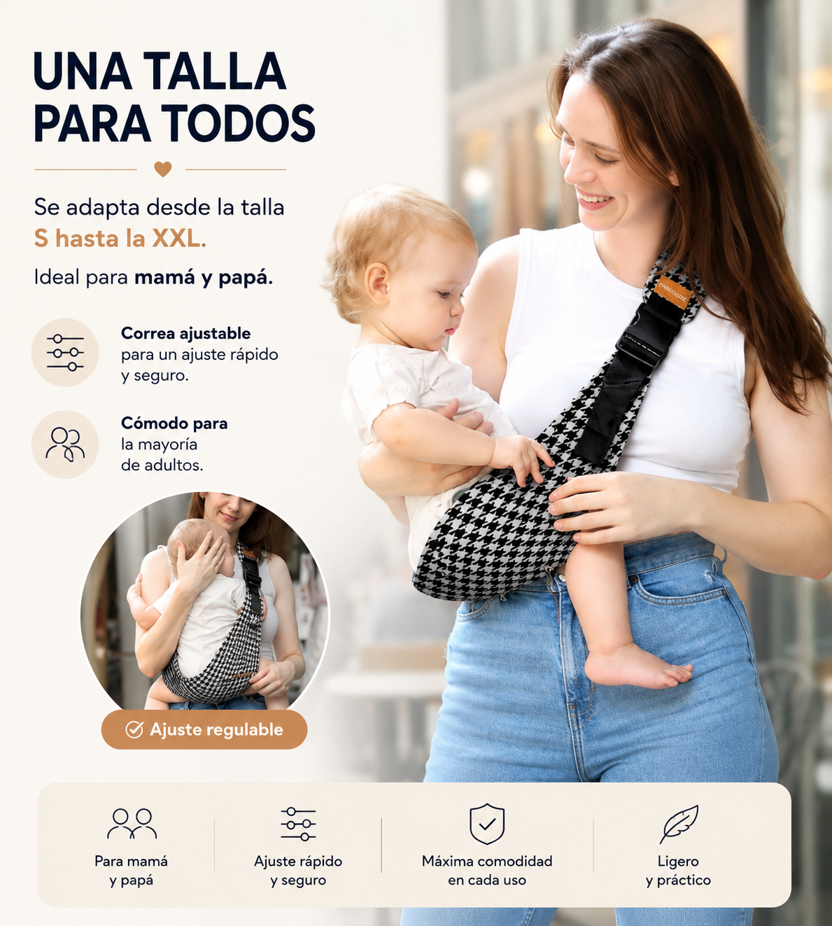 Portabebés Ergonómico Manos Libres | Bandolera para Bebé